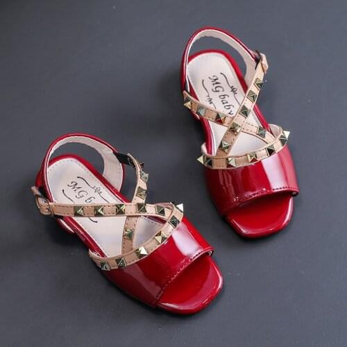 2020 New Baby Fashion Rivets Kids Sandals For Little Girl Leather Beach Sandals Children Summer Princess Shoes 1 2 3 4 5 6 Year