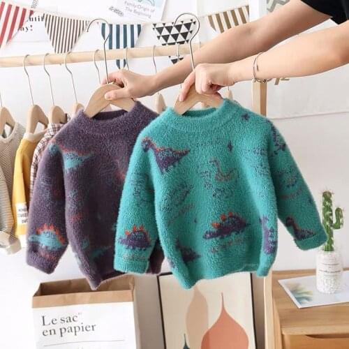 Ins hot baby boys sweater 2-7 years old Autumn and winter childrens sweater Mohair Cartoon dinosaur kids sweaters baby tops