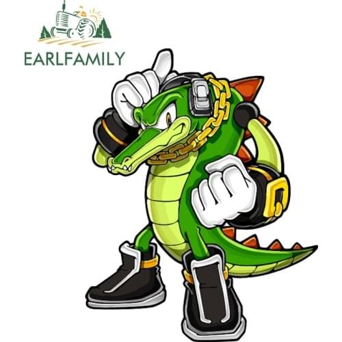 EARLFAMILY 13cm x 10.3cm Cartoon Crocodile Funny Car Sticker Vinyl Decal Car Auto Stickers for Car Bumper Window Car Decorations