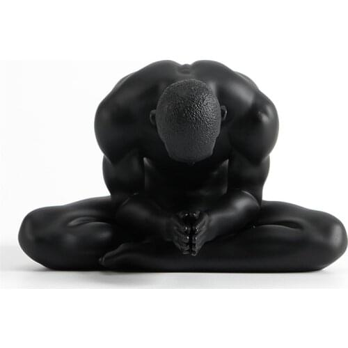 European Style Body Art Yoga Action Muscular Man Resin Craftwork Sculpture Yoga Shop Entryway Showcase Personality Art Decorations X3039