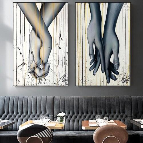 Graffiti Hold Hands Modern Art Canvas Painting Love Gesture Posters and Prints Wall Art Picture for Living Room Decor Cuadros
