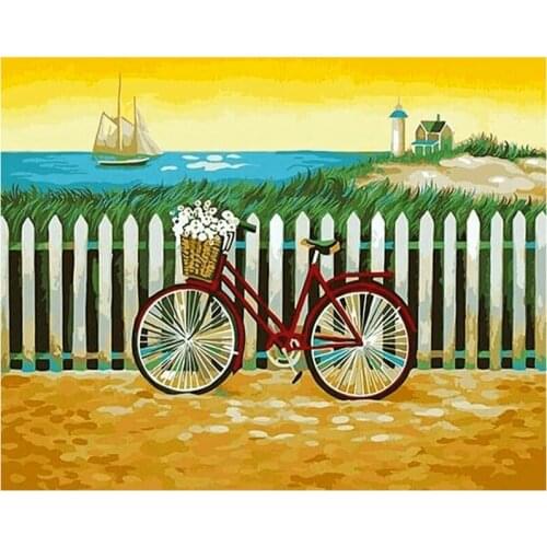 Street Bike Landscape 40x50 50x65CM Painting By Numbers Hand Painted Oil Adult Child Picture Colouring Home Decor Unique Gift