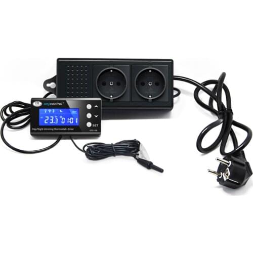 RINGDER DTC-120 0-50C Digital Day/night Reptile Dimming Thermostat with Plug Socket Regulator Dimmable Temperature Controller