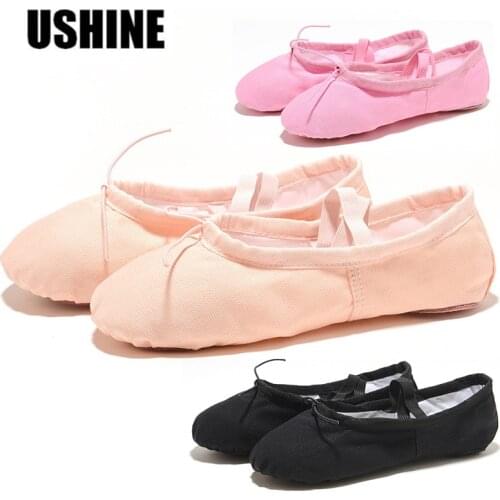 USHINE Indoor Exercising Shoes Pink Yoga Practice Slippers Gym Children Ballet Dance Shoes Girls Woman Kids