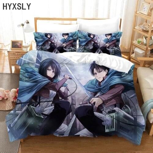 3D Printed Bedding Set Kids Boy Duvet Cover Anime Attack on Titan Pillowcase Comforter Bedspread Bedclothes Bed Linen (NO sheet)