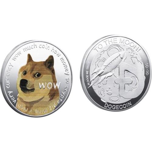 Beautiful Gold Plated Dogecoin Commemorative Coins Cute Dog Pattern Dog Souvenir Collection Gifts