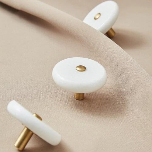 LKL Marble Brass Handle Nordic Luxury Simple Wardrobe Door Drawer American Cupboard Copper Round Handle