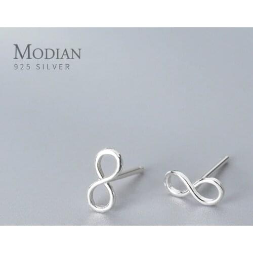 MODIAN Valentines Gift Classic Eternal Infinite Love Stud Earring for Women 925 Sterling Silver Simple Ear Pin Fine Jewelry