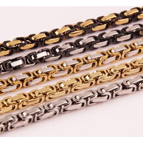 7"-40" Mens Jewelry Hip Hop Stainless Steel 5/6/8mm Byzantine Link Chain Necklace or Bracelet Lovers Gift