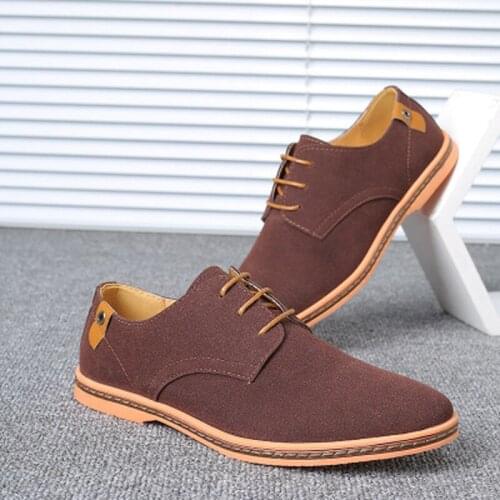 New Spring Autumn Mens Casual Shoes Matte Leather Mens Lace Up Casual Shoes Men Single Suede Shoes Large Size 38-48
