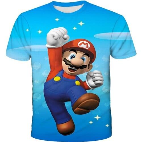 2021 Summer Baby New Funny Marios 3D Printing Short sleeved Cartoon Anime Boy Girls T-Shirts Parent-Child Outfit Casual Top