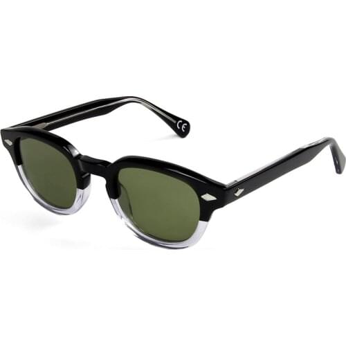 Brand Designer Round Black Crystal Sun Glasses For Men Women Acetate Vintage Retro Sunglass Shades Uv400 Driving Oculos