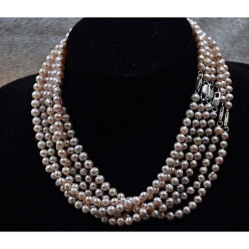 Wholesale 6 Strands 6-7mm purple freshwater pearl necklace
