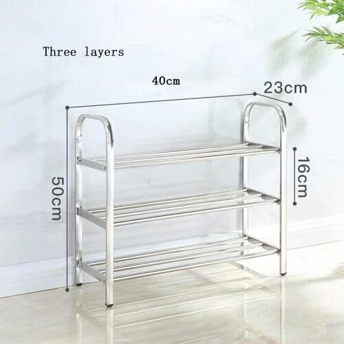 Stainless Steel Shoe Rack Simple Household Slippers Rack Floor Multi-layer Storage Rack Dormitory Bathroom Economical Floor Rack