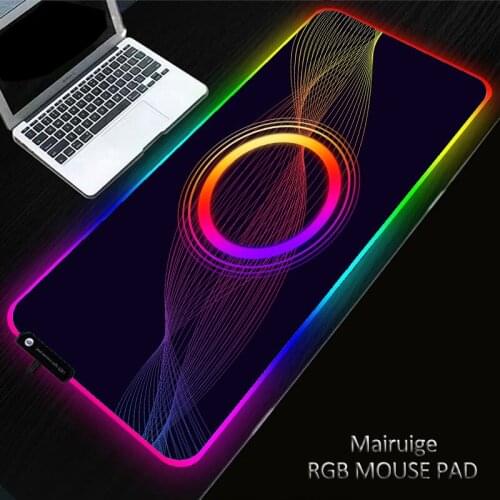 Multicolored Glowing Circles RGB Non-slip LED Gaming Laptop PC Mouse Pad Accessories Mousepad XXL Desk Pad Keyboard for Office
