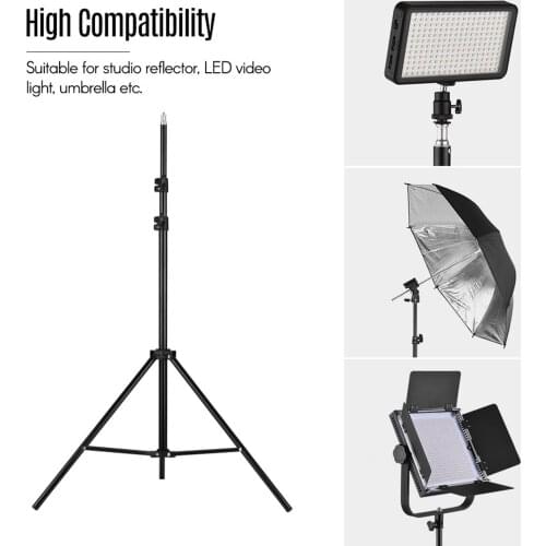 Adjustable Metal Tripod Light Stand Max. Height 2M/6.6ft with 1/4 Inch Screw for Photography Studio LED Video Light Umbrella