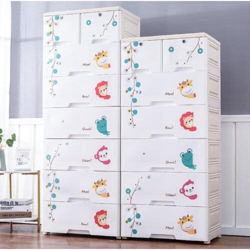 Large Storage Drawer Cabinet For Baby Plastic Children Toy Storage Organizer Drawers Simple DIY Wardrobe Four Layer Cabinet
