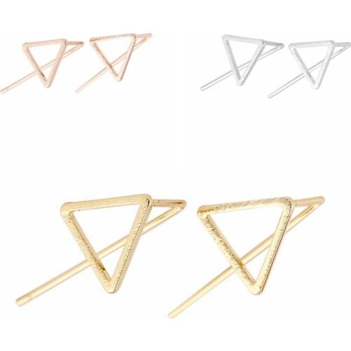 Shuangshuo New Fashion Jewelry Geometric Brushed Hallow Triangle Stud Earrings for Women Wedding Earrings Bohemian Earrings