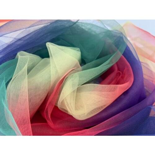 5 yards Tie-dyed Style Tulle Fabric With Gradient Colors Rainbow Color Mesh Lace Fabric, Bridal Tulle Lace Fabric