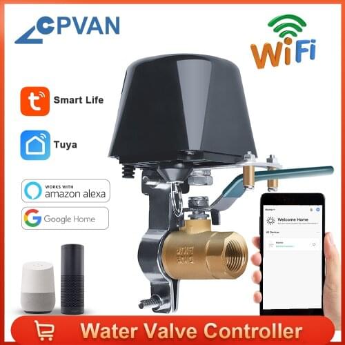 CPVAN Tuya Smart WiFi Water Valve Gas Valve Controller Auto Shut ON Off Compatible With Alexa Google Assistant