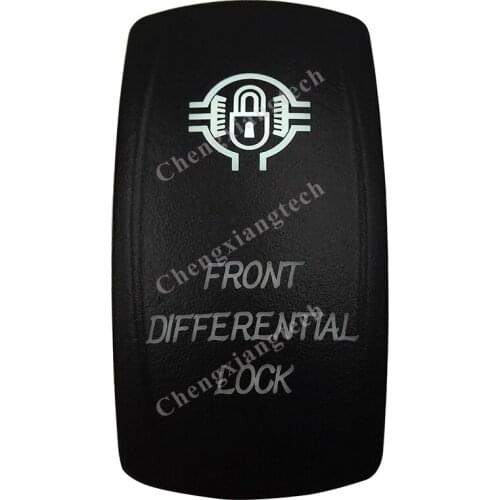 Marine Grade Waterproof IP66 FRONT DIFFERENTIAL LOCK Rocker Switch White Led lamp 3 Pin ON/OFF SPST DC12V 24V