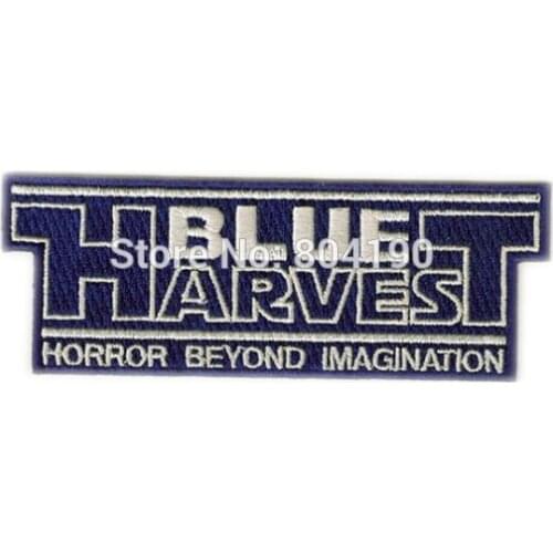 4.25" BLUE HARVEST Logo Uniform TV Movie Embroidered IRON ON and SEW ON Cool Biker Vest Patch Military Badge