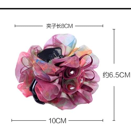 Boutique Ladies Floral crystal Yarn Fabric Pretty satin Flowers Hair Barrettes Clips for Girls Women Jewelry Accessories Gifts