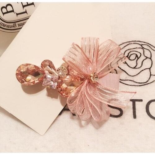 Small fresh Rhinestone Bow Hair Barrette Hair Clip Hairpin Girls Shining Crystal Hair Accessories Women Headdress Wholesale