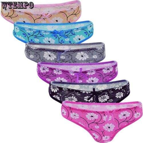 6 PCS/Set Sexy G-String Women Floral Panties Cotton Underpants Bikini Seamless Invisible Underpanties Women Panties G-String