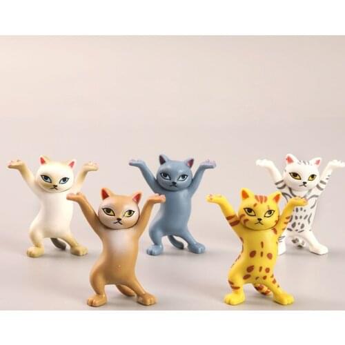 1pc Cute Dancing Cat Animal Model Decor Plastic Craft Figurine Decoration Miniature Garden Fairy Ornament DIY Accessory