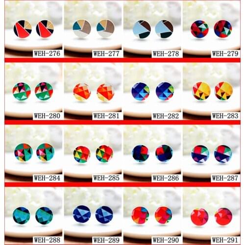 20PCS 16mm Round geometry Triangle Photo Wood Laser Cut Cabochon to make Rings, Earrings,Bobby pin,Necklaces-(WEH-276-291)