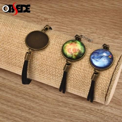 20pcs Leather Bracelet Blanks Tray Fit 20/25mm Glass Cabochon DIY Bracelet Making Connector Setting Bezels Tray Jewelry Findings