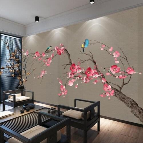 Customize 3D Photo Wallpaper Chinese style Plum blossom Murals Wall Paper For Sofa Background Living Room Study Room Mural Decor