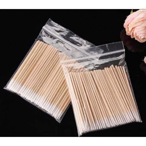 500 Pcs 7cm/10cm Disposable Wood Sticks Cotton Swabs Eyelash Extension Glue Removing Tools