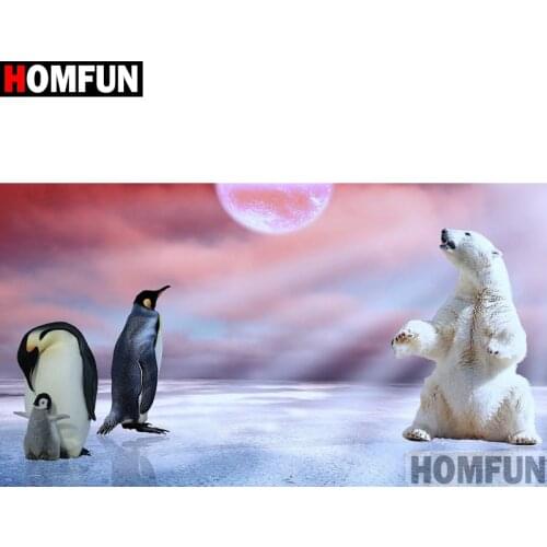 HOMFUN Full Square/Round Drill 5D DIY Diamond Painting "Penguin bear" Embroidery Cross Stitch 5D Home Decor A15763