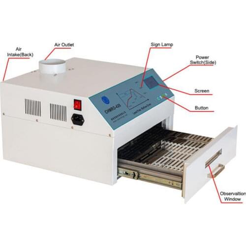 CHMRO-420 Reflow oven, Hot air + Infrared 2500w, 300*300mm BGA SMD SMT Soldering Sation, 220v