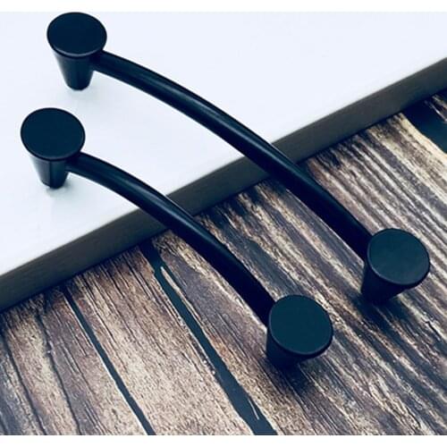 Black Aluminum Cabinet Handles and Knobs Simple Kitchen Drawer Pulls Furniture Handle Door Hardware