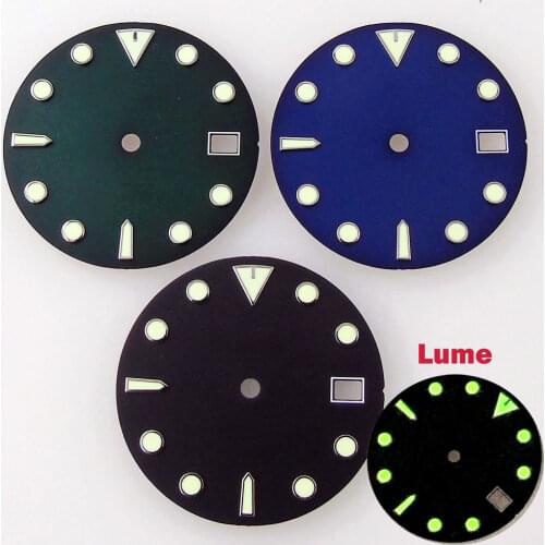 For NH35/NH35A Movement 29mm Sterile/Bliger Watch Dial Date Window Black/Blue/Green Watch Face For 3/4 o'clock