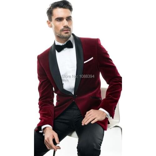 Men Wedding Suits 2021 Custom Made Burgundy Velvet Jacket Men Suits Pants Slim Fit Groom Tuxedo Groomsman Beat Man Suits for men