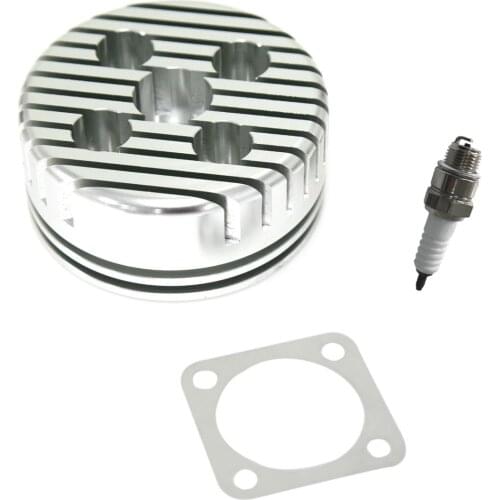 Racing CNC Cylinder Head And Spark Plug Set for 66/80cc Motorized Bicycle Silver