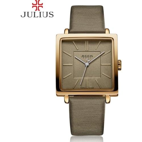 Julius Hot Selling Womens Square Face Brown Watch Simple Ladies Fashion Wristwatch Top Quality Japan Quartz Movt Clock JA-354
