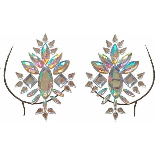 16 Styles Adhesive Sticky Gems Sticker Makeup Face Boob Jewel Crystal Festival Gems Party Makeup Stickers For Body Art