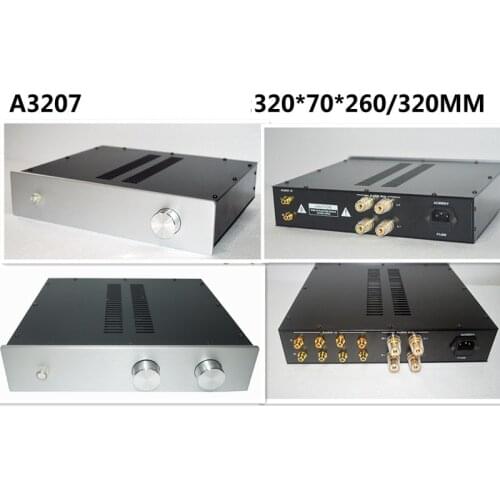 KYYSLB 320*70*266/326MM A3207 Amplifier Chassis DIY BOX Front Stage Chassis Aluminum Panel Amplifier Case with RCA Terminal