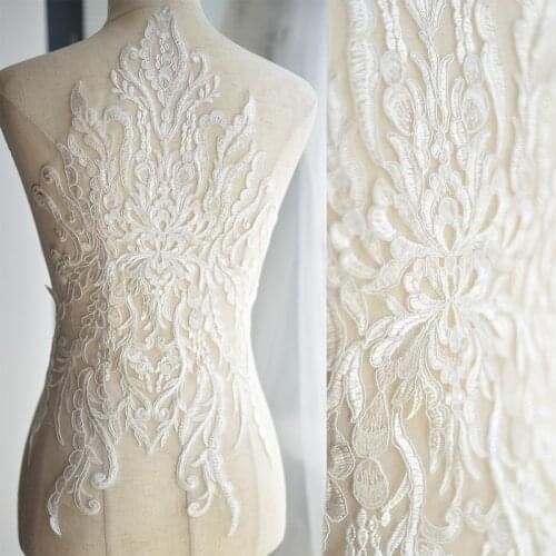 1Piece Delicate Big Collar Ivory Floral Lace Appliques Wedding Trim Embroidery Lace Accessories Bridal fabric Craft Clothing