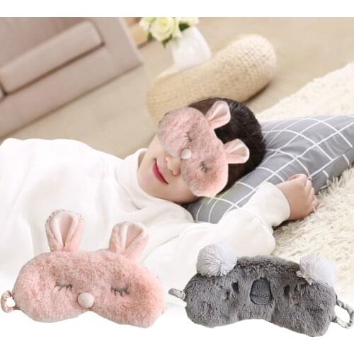 Sleeping Mask Sleeping Blindfold Soft Plush Eye Masks Cute Koala Sloth Pattern Eye Cover Rabbit Plush Mask Eyepatch Health Care