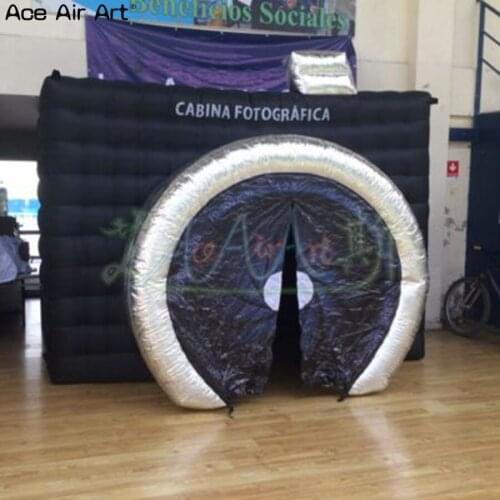 Hatch photo inflatable foto cubic,3.6m L square camera shaped photo booth with colorful led lights for photographic Parties