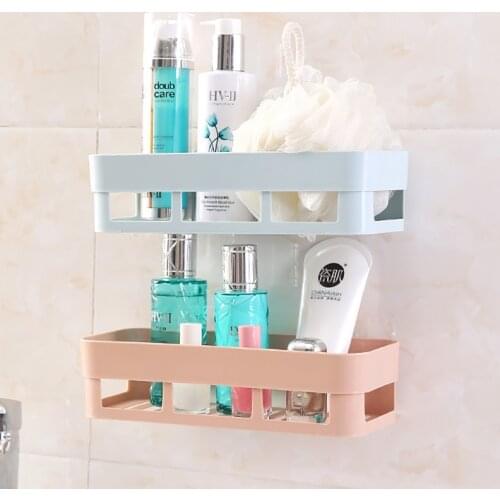 Bathroom Shelving Wall Corner Storage Rack Organizer Shower Shampoo Holder Toilet Suction Cup Storage Rack Bathroom Accessories