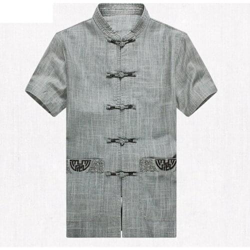 Cotton Linen Brand New Arrival Chinese Traditional Mens Embroider Kung Fu Shirts Tops M L XL XXL 3XL 4XL MS2015021