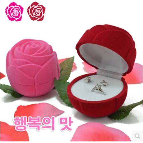 New Velvet Ring Earring Boxes 6x6x6cm 12pcs Rose Romantic Wedding Velvet Ring Box Jewelry Display Gift Case