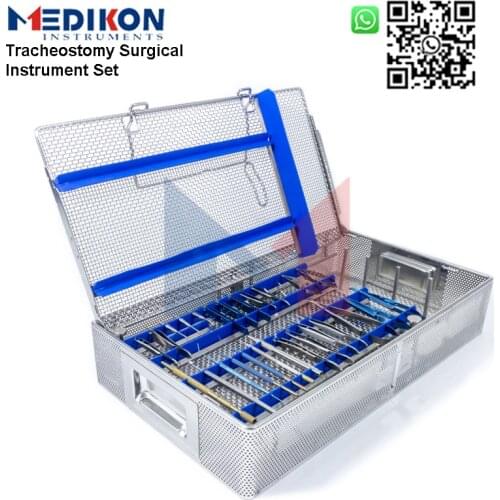 29 Pieces German Advanced Tracheotomy Surgery Surgical Instruments Sets With Mesh Box Hospital Clinic Forceps Tools Kits